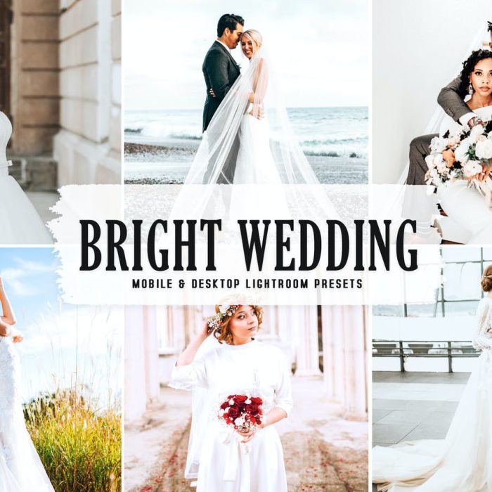[婚礼LR预设]明亮通透婚礼婚纱Lightroom预设与移动LR预设 Bright Wedding Lightroom Presets