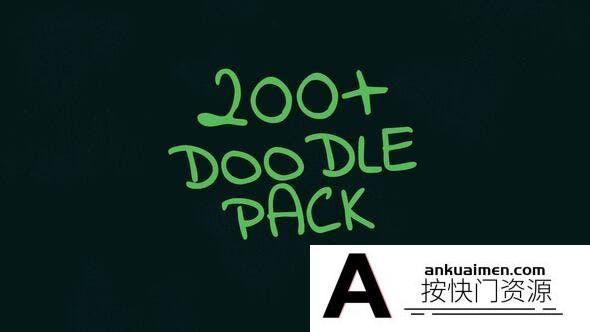 [卡通儿童]涂鸦元素图标动画AE模板- 200 Doodle Pack