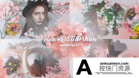 [相册AE模板]花朵遮罩幻灯片开场AE模板- Flower Slideshow
