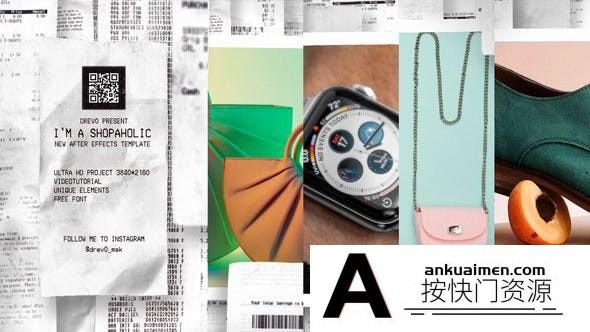 [宣传推广]购物订单小票商品宣传展示AE模板- I`m a Shopaholic