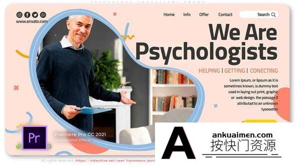 [Premiere模板]PR模板-健康医疗中心活动介绍开场视频剪辑视频 Psychology Consultant Promo