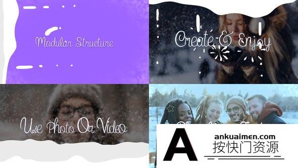 [节日庆典]下雪卡通圣诞节图片展示片头AE模板- Christmas Slideshow