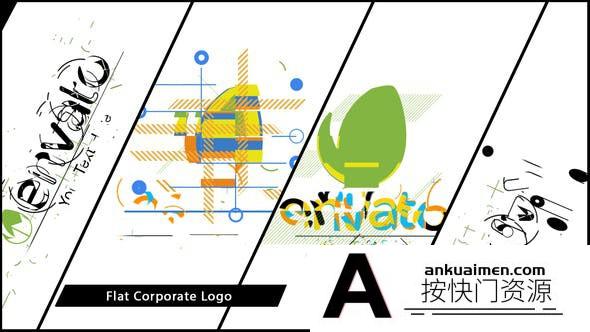 [logo模板]创意扁平化图形Logo动画AE模板- Flat Corporate Logo V02