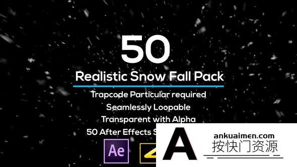 [创意特效]下雪飘雪花工程动画AE模板- 50 Realistic Snow Falls Project Pack