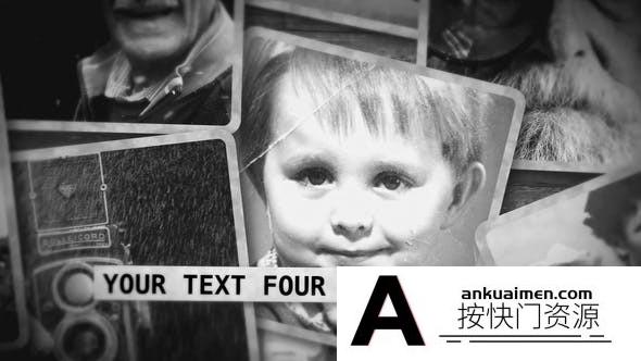 [相册AE模板]黑白老照片回忆历史相册片头AE模板- Old Photo Slideshow