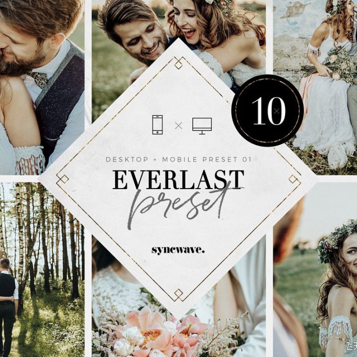 [婚礼LR预设]田园乡村风情婚礼色调LR预设/移动APP滤镜Everlast Lightroom Presets