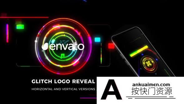 [logo模板]彩色信号损坏Logo动画 Glitch Logo Reveal