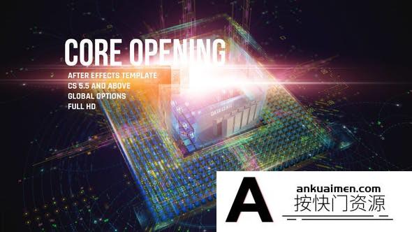 [logo模板]三维科技感核心Logo动画AE模板- CORE Opening