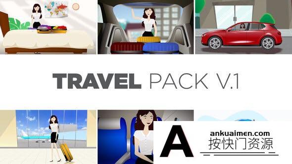 [MG模板]旅游人物场景MG动画片头AE模板- Travel Pack