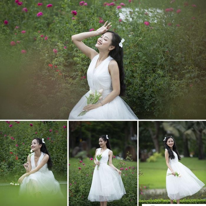 [时尚人像RAW原图]10张外景美女花丛写真人像摄影未修RAW原图素材CR2格式
