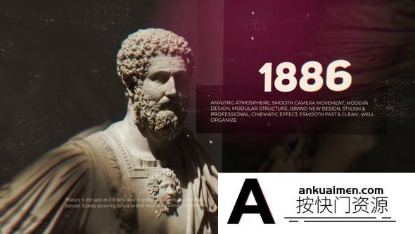 [图片展示]历史时间线文字图片介绍片头AE模板- History 2020