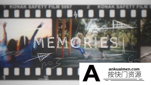 [栏目包装]胶卷照片相册回忆片头AE模板- Memories Vintage Film Slideshow