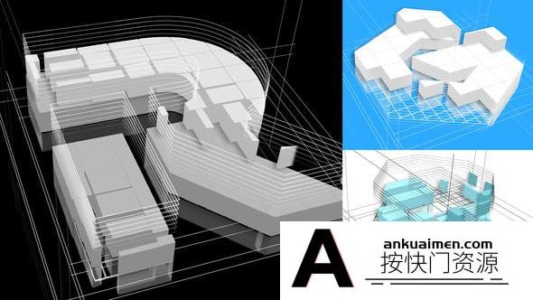 [三维AE模板]三维搭建Logo动画AE模板- Logo Build 3D