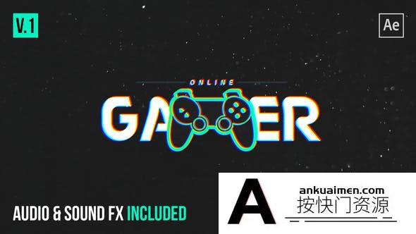 [logo模板]粒子背景游戏信号损坏Logo动画 AE模板-Gamer Glitch Logo Reveal