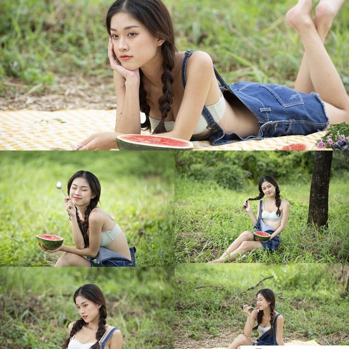 [时尚人像RAW原图]20张草地美女外拍人像摄影后期修图练习RAW原图素材