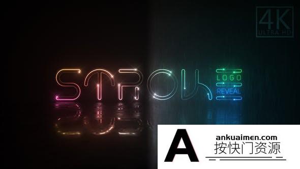 [logo模板]霓虹灯光线描边文字Logo动画AE模板- Neon Stroke Logo