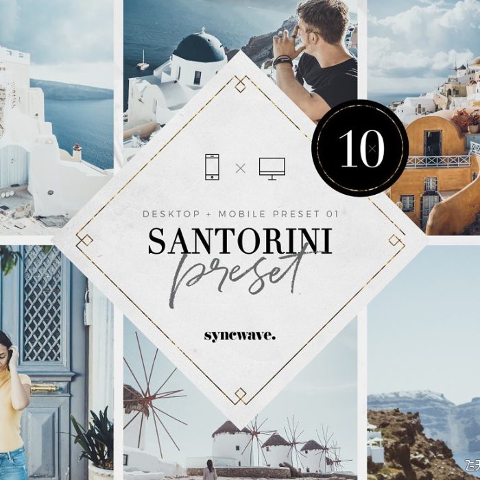 [旅拍LR预设]圣托里尼人文旅拍Lightroom预设/移动APP预设 Santorini Lightroom Presets Bundle