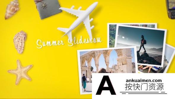 [相册AE模板]清新旅游照片相册包装片头AE模板- Summer Travel Slideshow
