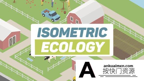 [三维AE模板]绿色环保等距三维卡通MG动画元素AE模板- Ecology Isometric – Green Energy
