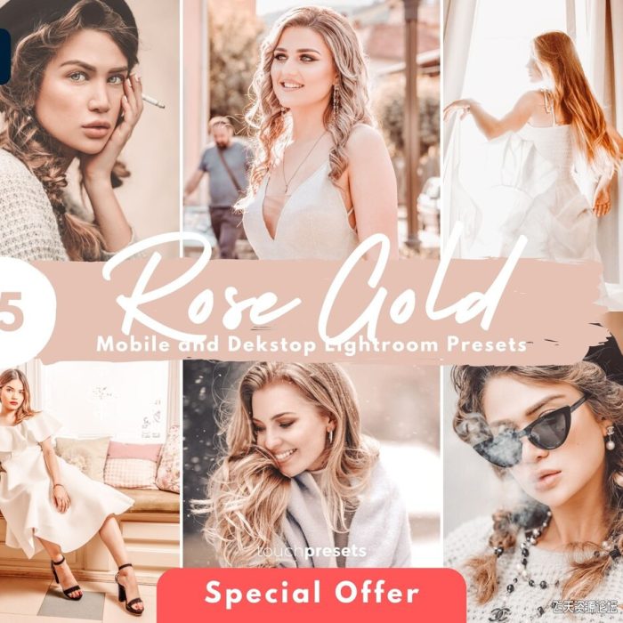 [人像LR预设]15个玫瑰金Ins风格Lightroom预设15 Rose Gold Lightroom Presets