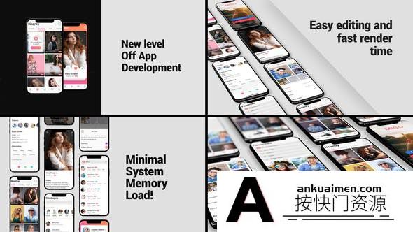 [APP模板]AE模板-Element 3D手机APP展示动画片头 Minimalistic App Promo