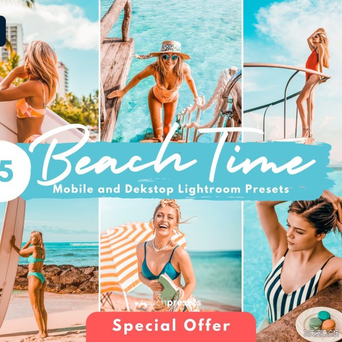 [旅拍LR预设]INS海滩旅拍风光人像Lightroom预设Beach Travel Instagram Presets