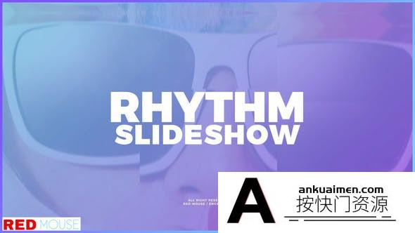 [文字标题]切割快闪节奏感图片文字片头AE模板- Rhythm Slideshow