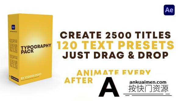 [文字标题]120组文字标题出入动画预设AE模板- Typography Pack
