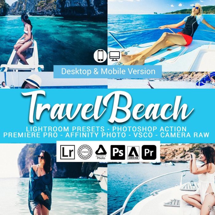 [旅拍LR预设]旅拍海滩时尚人像写真LR预设/手机滤镜/LUT预设 Travel Beach Lightroom Presets