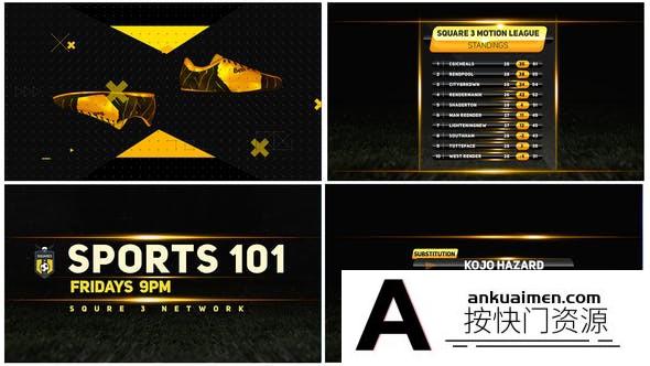 [栏目包装]足球比分板预告栏目包装 AE模板-Sports Broadcast 4k