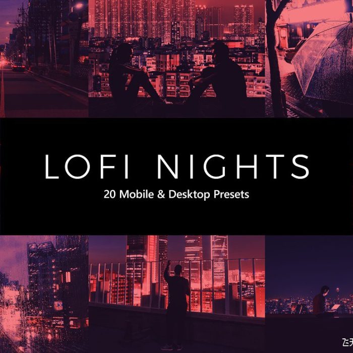 [风光LR预设]低保和夜景风光Lightroom预设及LUT预设20 LoFi Nights Lightroom Presets & LUTs