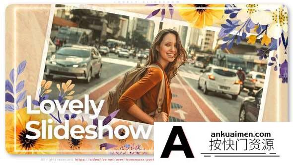[相册AE模板]花朵水墨遮罩回忆照片相册片头AE模板- Lovely Slideshow
