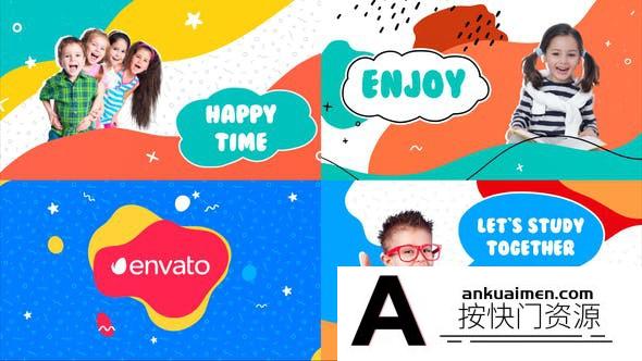 [开场片头]卡通儿童包装片头AE模板- Kids Slideshow