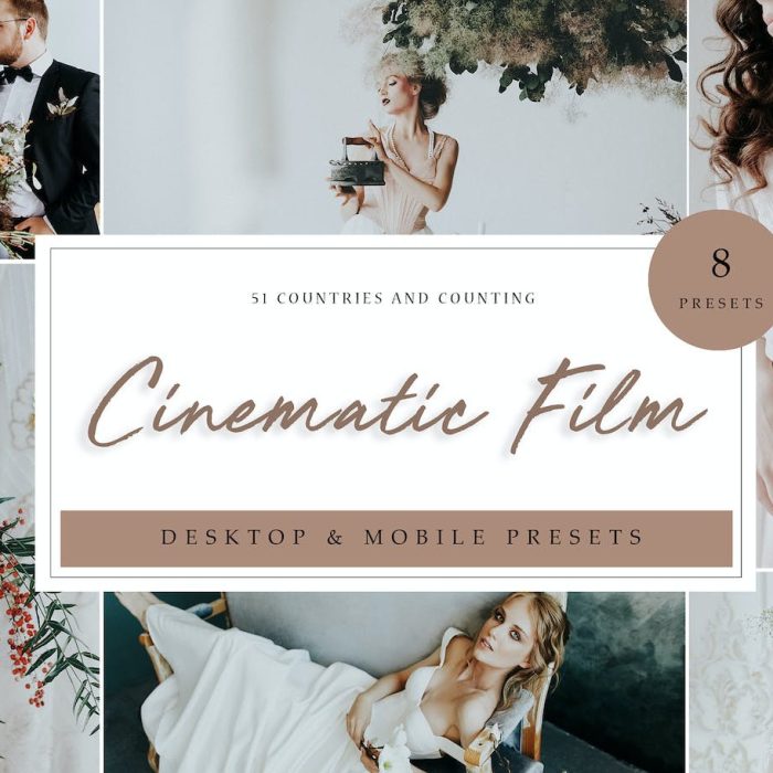 [婚礼LR预设]电影婚礼胶片后期调色Lightroom预设Lightroom Presets – Cinematic Film