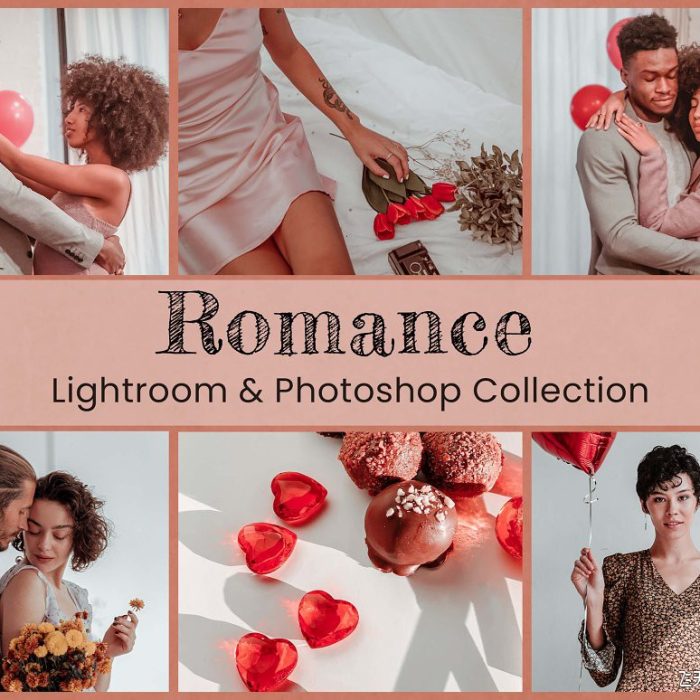 [婚礼LR预设]浪漫情侣婚礼人像后期调色LR预设/LUT预设 Romance Lightroom Photoshop LUTs