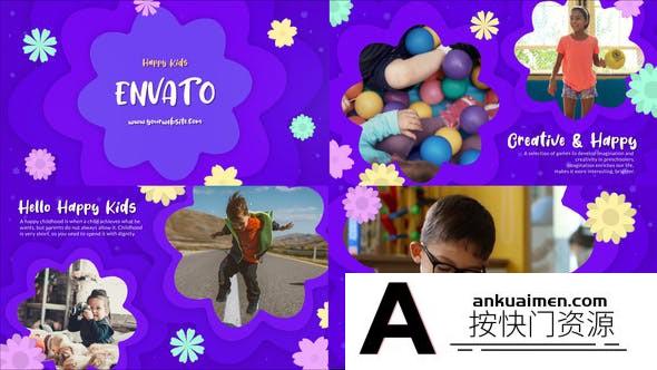[Premiere模板]PR模板-4K相册有趣少儿培训宣传片模板 Happy Kids Slideshow