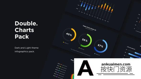 [MG模板]柱状图饼状图趋势图信息数据动画AE模板- Double – Infographics Charts Pack