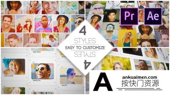 [Premiere预设]PR预设/AE模板-照片墙相册Logo动画 Mosaic Slides Logo Opener