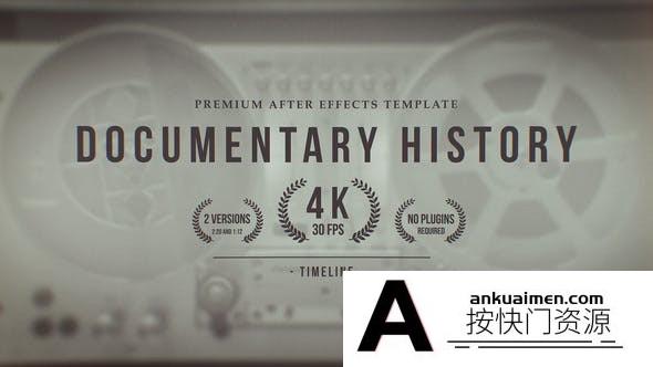 [相册AE模板]历史纪录片照片回忆相册展示片头AE模板- Documentary History Timeline