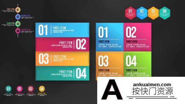 [MG模板]信息数据图表动画AE模板- Infographic Animated Lists