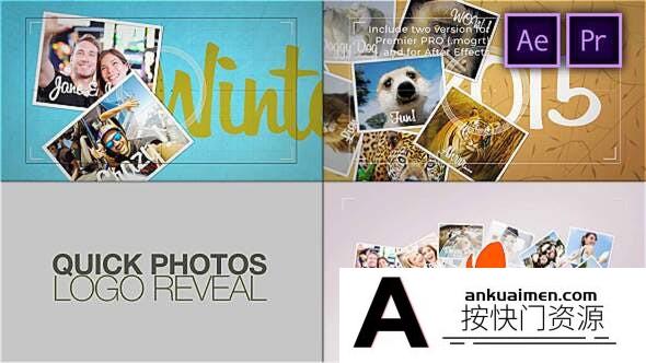 [Premiere预设]PR预设+AE模板-相机拍摄照片展示开场 Quick Photos Photographer Logo Reveal