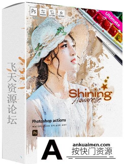 [PS动作下载]闪亮水彩画艺术Photoshop动作 Watercolor – Photoshop Action 附视频教程