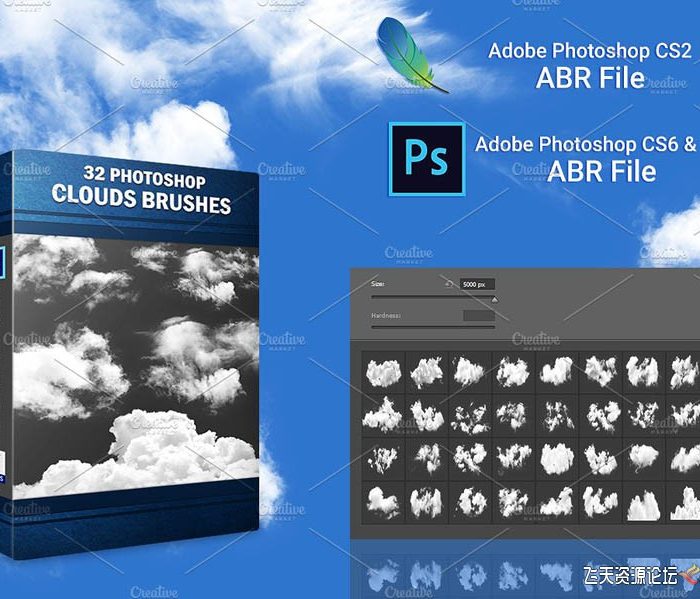 [星空云彩笔刷][插件发布]高分辨率白云云彩笔刷 Clouds Brushes