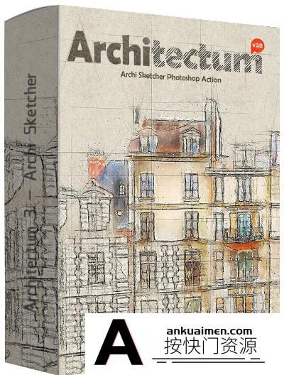 [PS动作下载]建筑草图速写PS动作 Architectum 3 – Archi Sketcher Action(附教程)