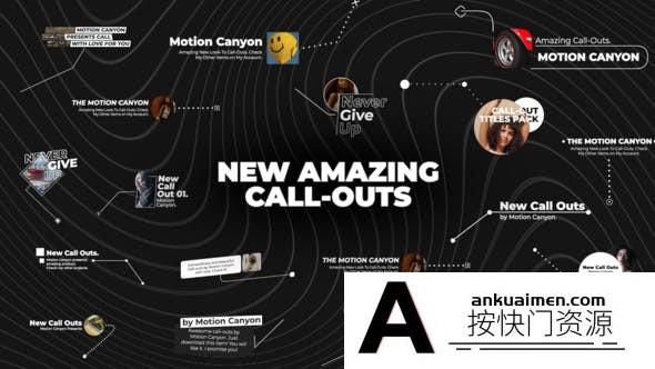 [FCPX标题字幕]16个呼出线条框文字标题介绍动画FCPX插件- New Amazing Call Outs