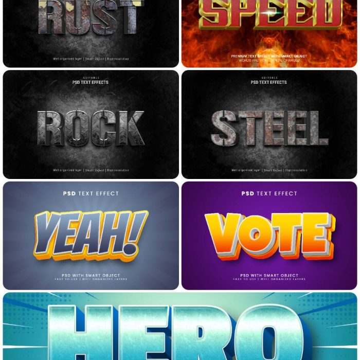 [3D样式][插件发布]3D文字效果PSD格式PS样式集 vol 60 Psd text effect set vol 60