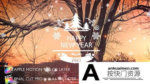 [FCPX发生器]冬天下雪照片相册文字介绍片头FCPX插件- Winter Slideshow