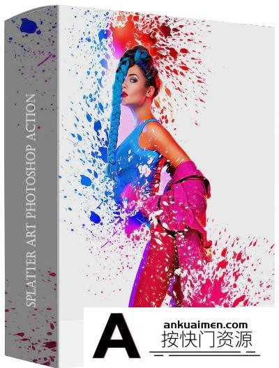 [PS动作下载]水彩飞溅艺术PS动作 Splatter Art Photoshop Action
