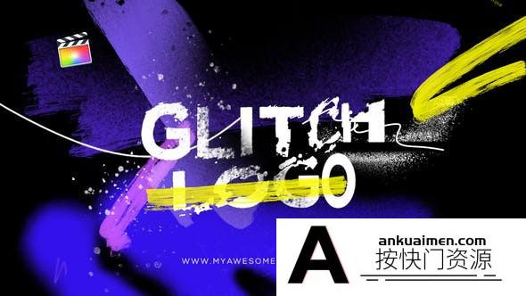 [FCPX发生器]街头涂鸦Logo动画片头FCPX模板- Glitch Logo Intro Grunge Distortion