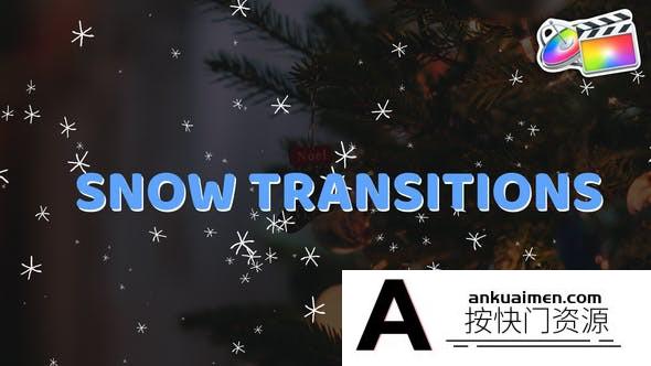 [FCPX发生器]FCPX插件-卡通下雪转场背景动画 Snow Transitions And Backgrounds